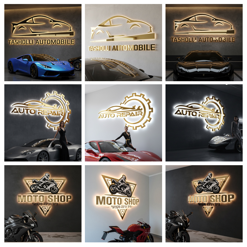 Op maat gemaakte 3D verlichte  - Auto Repair Shop Logo recensie en prijs